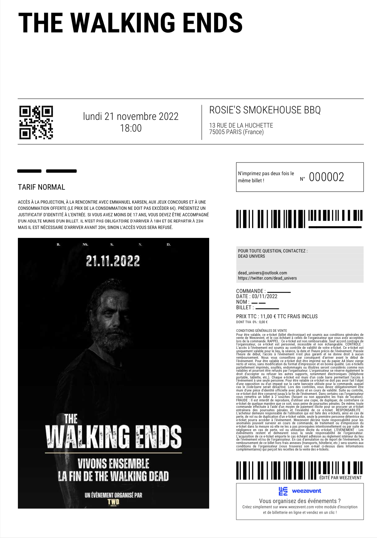 Billet de l'événement