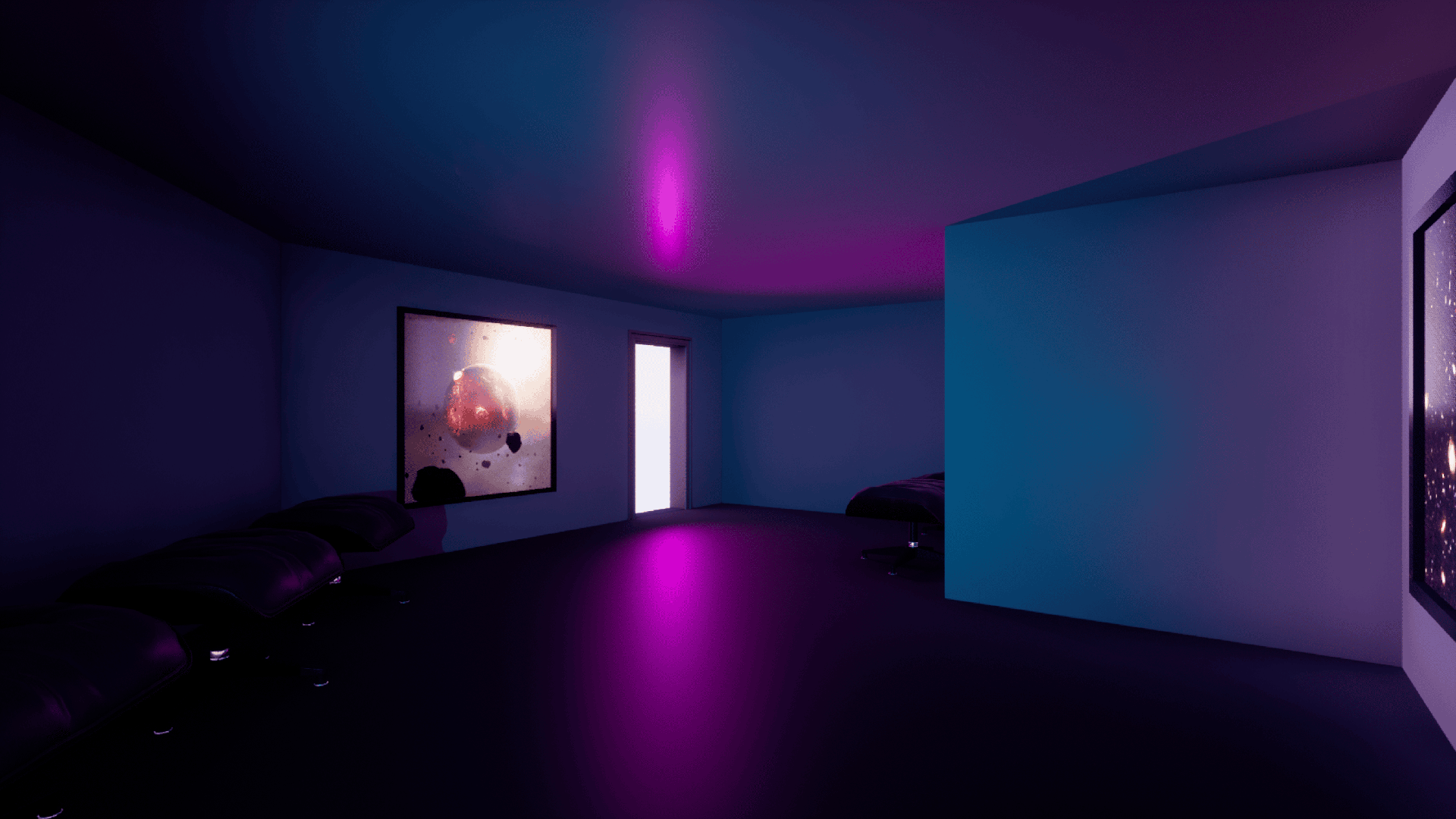 Modélisation 3D d'une des salles de l'événement fictif New Real