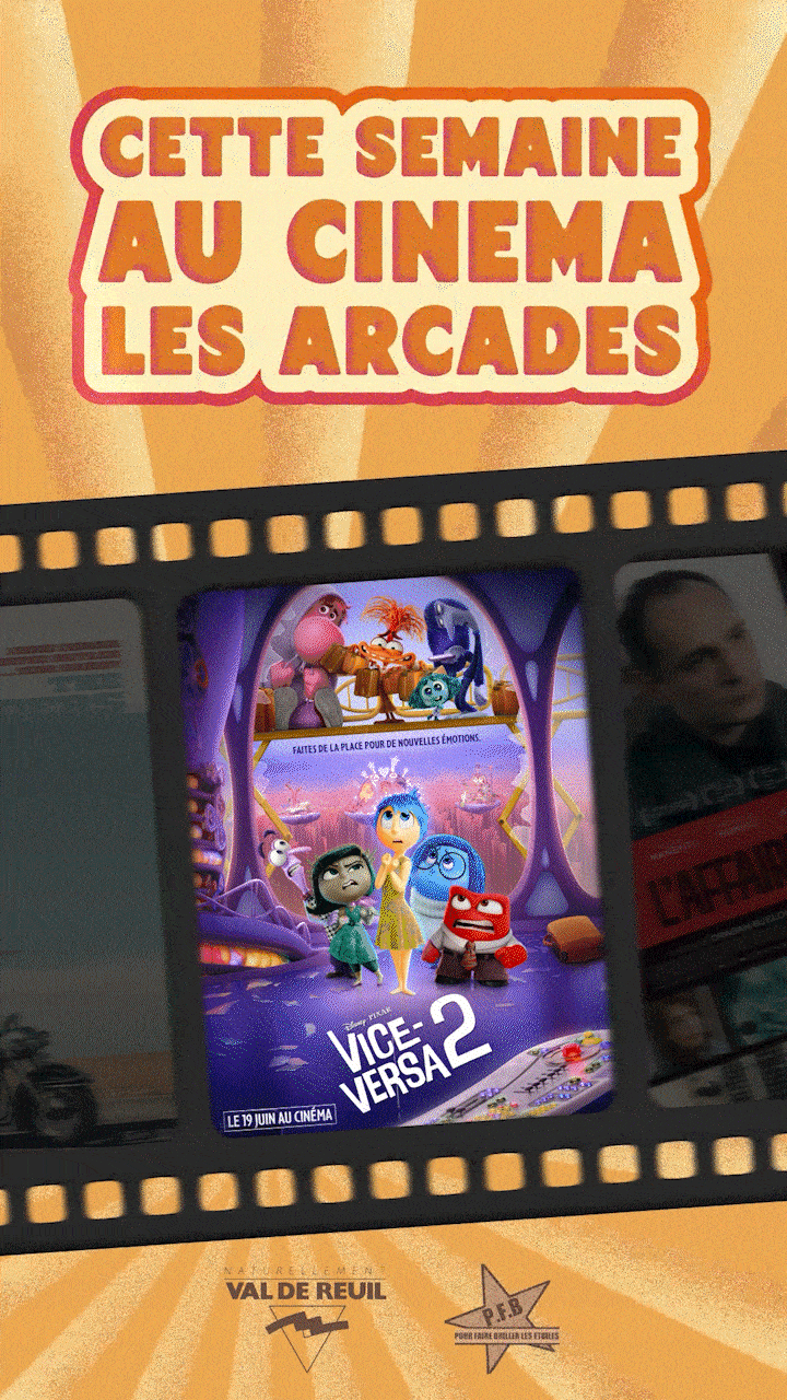 Affiche animée mettant en scène des affiches de film dans une pélicule